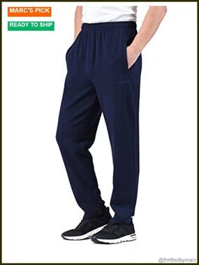 Men's Rayon Blend Tapered Joggers Zip Fly Zipper Pockets Sweatpants